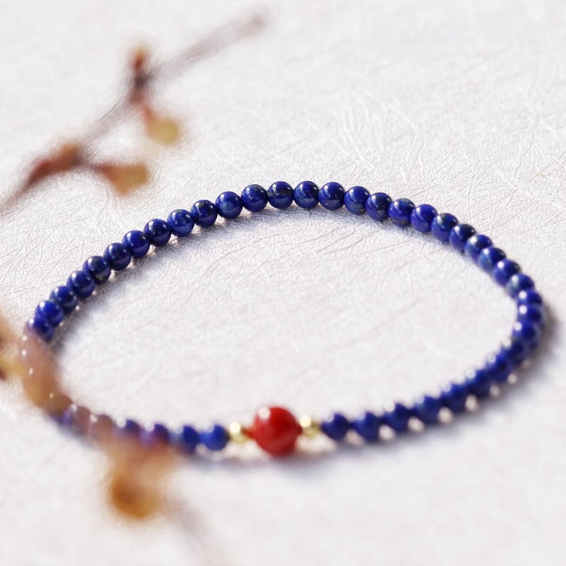 Elegant Handmade Lapis Lazuli Bead Bracelet - Vintage-Inspired, Fashion Accessory for Casual Attire & Gifting