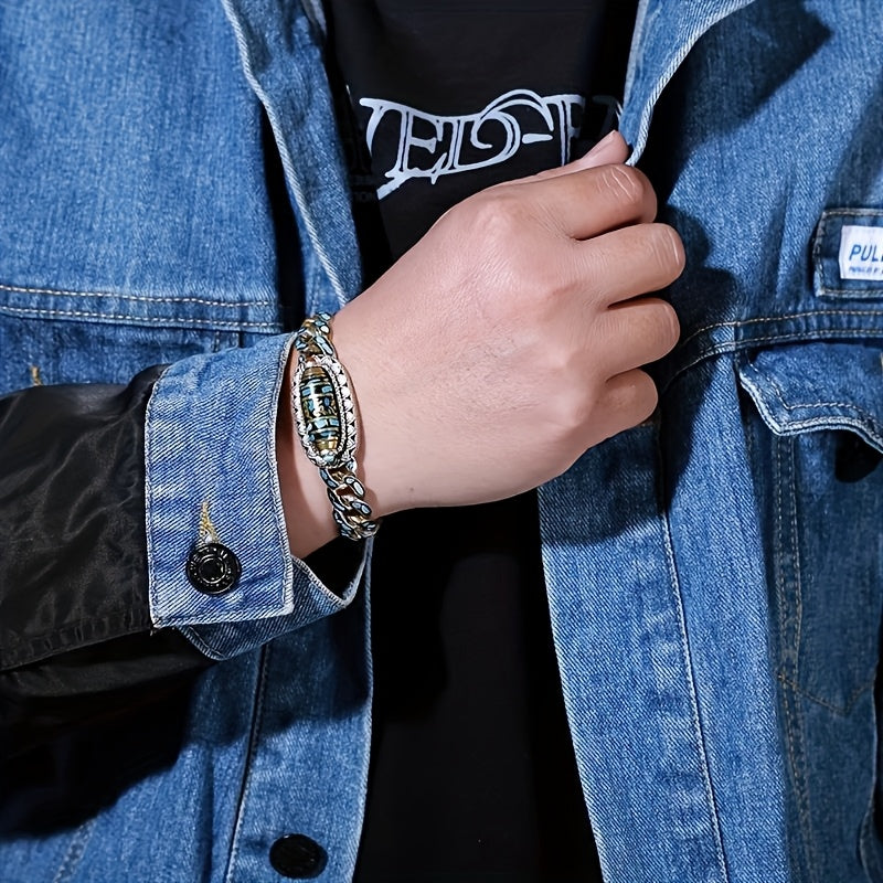 Nine-Eye Dzi Bracelet & Ring Set — Six-Character Mantra Protection & Luck Amulet