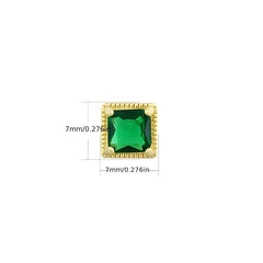 Gold-Plated Square Green Synthetic Stone Stud Earrings - Minimalist Design with Healing Energy