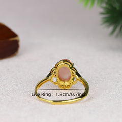 Elegant Adjustable Pink Crystal Open Ring for Women, Natural Rose Quartz Jewelry for Love and Emotional Healing