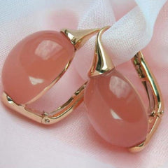 Elegant Pink Opal Earrings with Sparkling Accents: Vintage French Style for Bridal & Spiritual Harmony