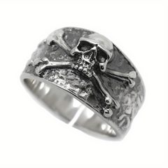 Skull and Memento Mori Ring — Chunky Pirate Biker Ring for Energy Protection & Spiritual Harmony