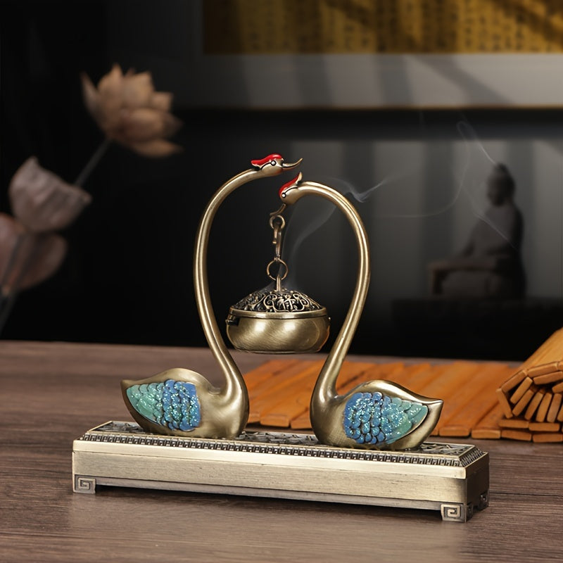Swan Lake Dual-Use Metal Incense Burner | Harmony & Prosperity Enhancer for Home Decor