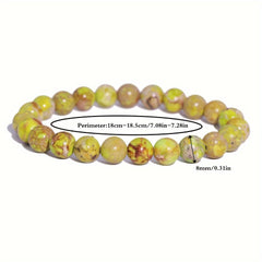 Elegant Purple Flower & Imperial Jasper Bracelet - Natural Stone Energy for Casual & Special Occasions