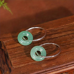 Vintage Natural Green Stone Hoop Earrings: A Quiet Dialogue with Earth and Time