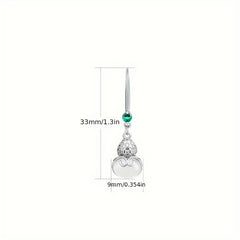 925 Silver Plated Jade Gourd Earrings Spiritual Energy Prosperity Charm for Chinese Vacation & Daily Wear