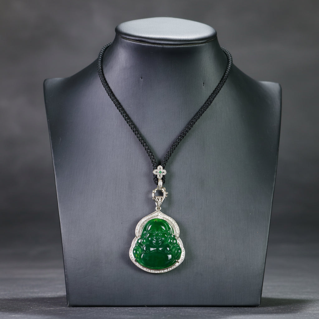 Elegant Faux Jade Emperor Character Pendant Necklace for Men and Women - Natural Stone for Authority, Protection and Spiritual Harmony