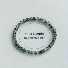 Moss Agate Beaded Stretch Bracelet - Elegant Green Stone for Daily Energy Balance & Gift-Giving