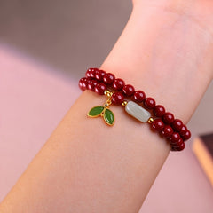 Women's Elegant Red Cinnabar Bead Bracelet - Spiritual Energy & Harmony Luxury Jewelry