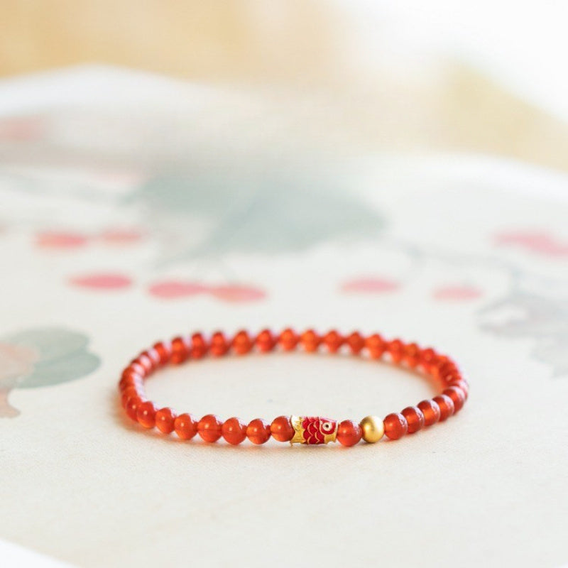 Bohemian Koi Fish Bracelet - Green Gemstone for Luck & Harmony