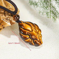Boho Tiger Eye Nine-tailed Fox Pendant - Natural Stone Energy for Daily Wear & Festivals