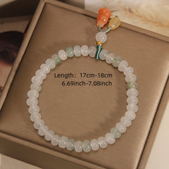 Natural Jade Harmony Bracelet  Calm Focus, Luck & Protection Energy  Gourd (Hulu) Blessing Charm