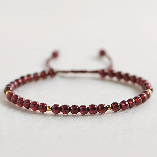 Elegant Red Garnet Braided Bracelet - Minimalist Design for Love & Protection