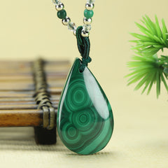 Retro Water Drop Peacock Stone Pendant for Emotional Balance & Harmony