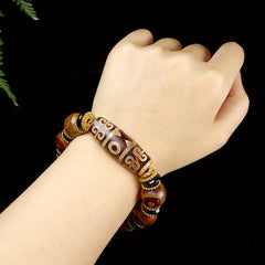 Tibetan Tianyan Agate Dzi Bracelet – Protection, Wisdom & Positive Energy Stone Jewelry for Balance and Spiritual Growth