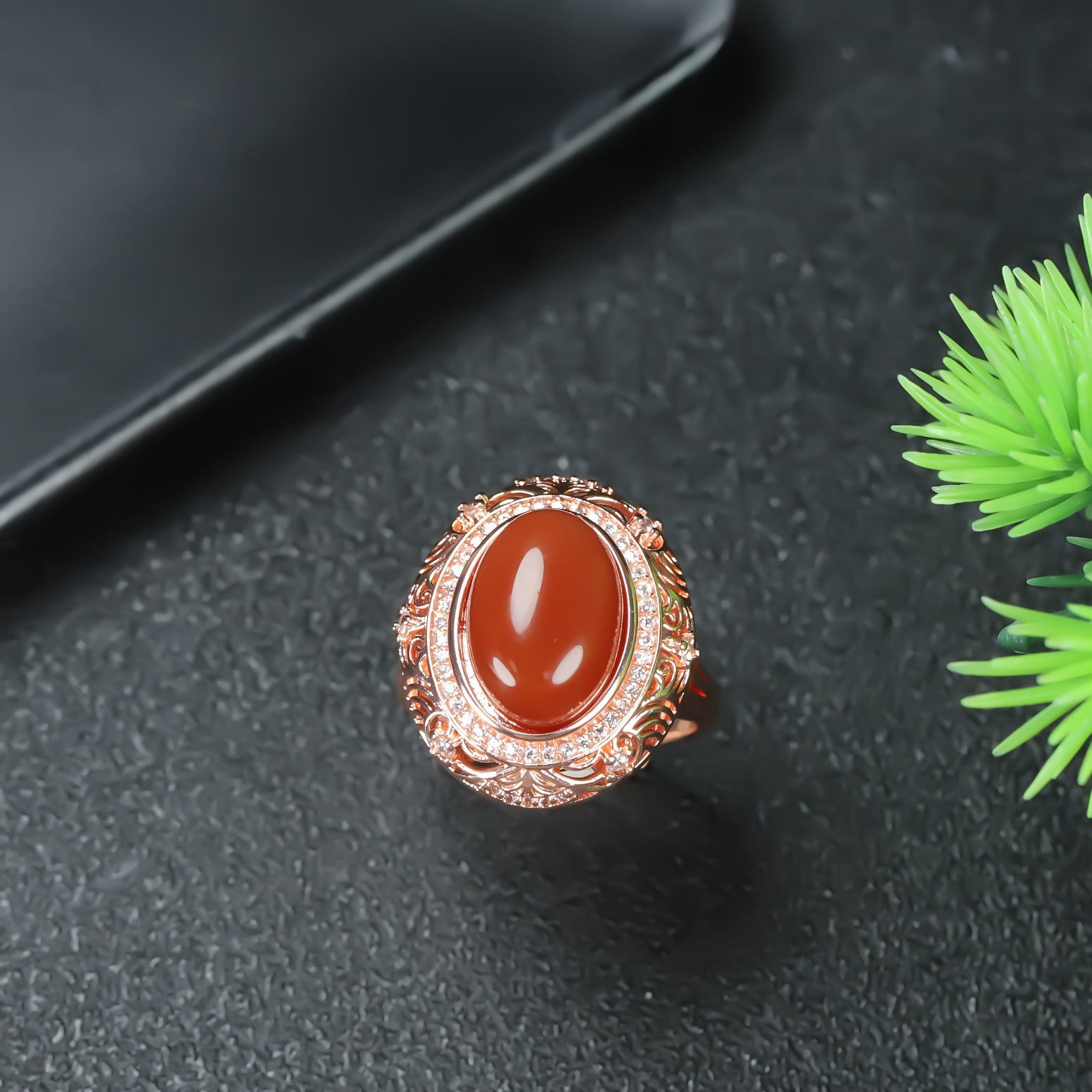 Vintage Red Stone Live Ring for Men - Grounding Energy & Timeless Style Jewelry
