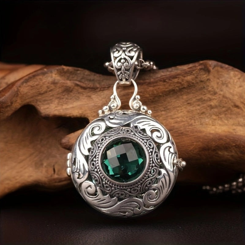 Vintage-Inspired Alloy Pendant Necklace - Bohemian Style Energy & Synthetic Zircon Spiritual Meaning