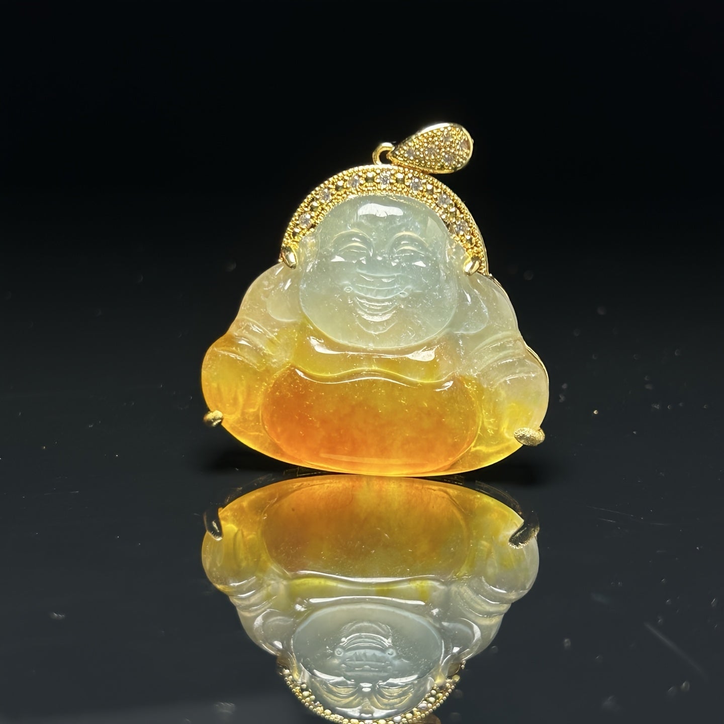 Men's Natural Jadeite Laughing Buddha Pendant for Prosperity, Protection & Good Fortune