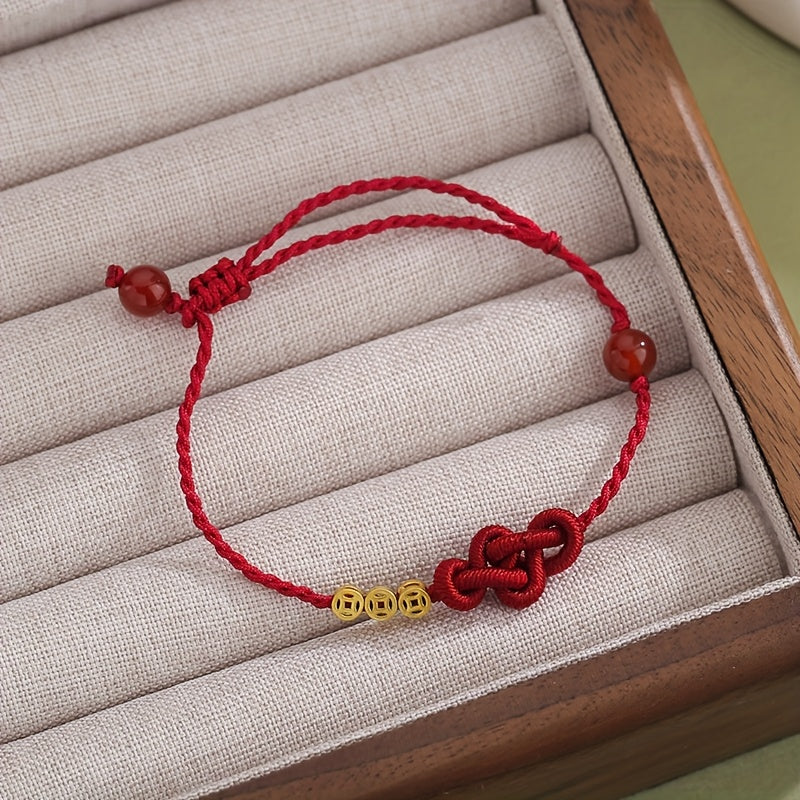 Adjustable Chinese Lucky Red Coin Bracelet - Protection & Prosperity Energy