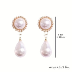 Elegant French-Inspired Drop Earrings with Rhinestone Accents - Vintage Copper Alloy for Daily Wear & Vacation