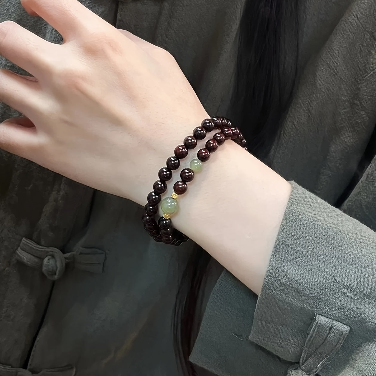 Double-Layer Natural Stone Prayer Bead Bracelet - Spiritual Harmony & Protection