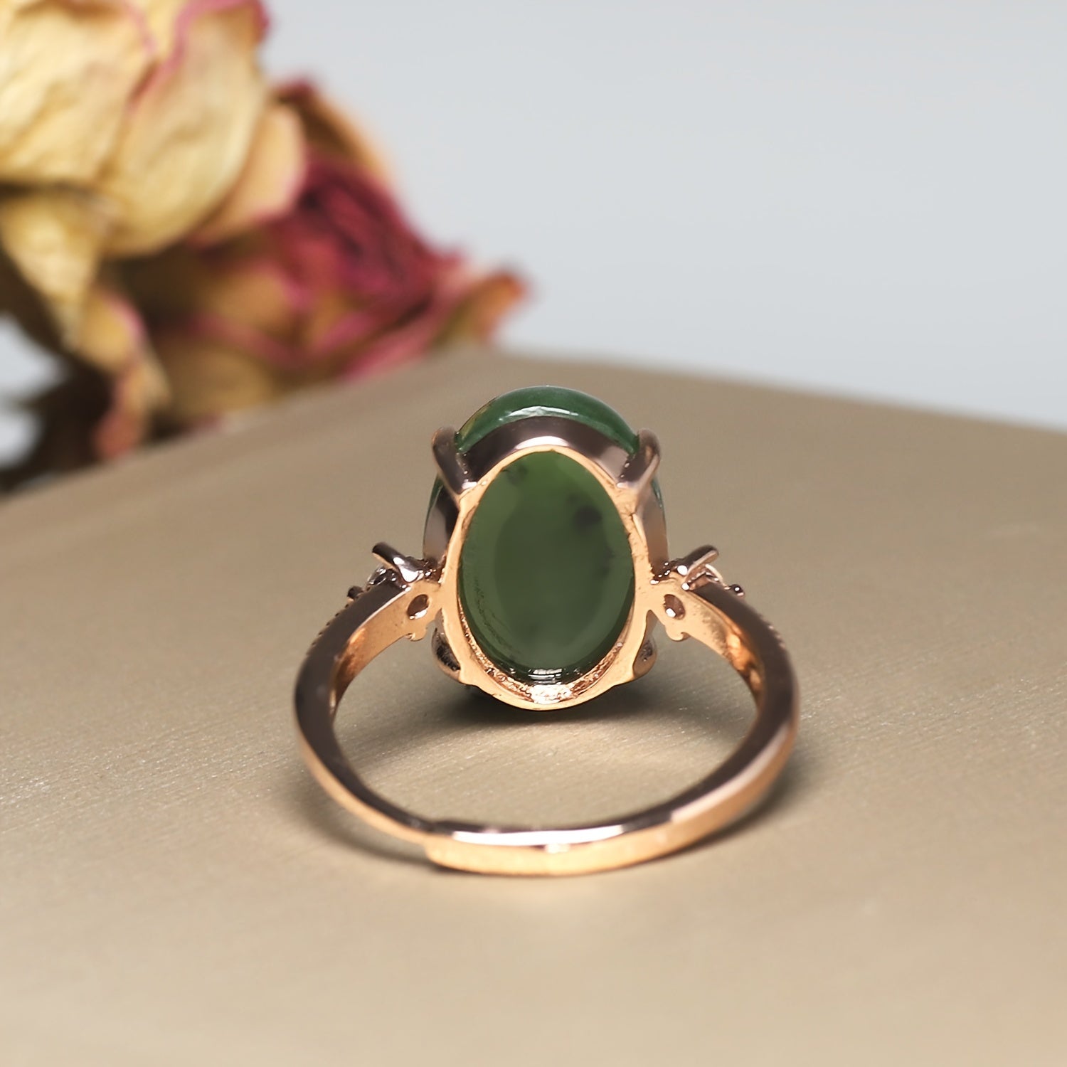 Natural Green Oval Faux Gemstone Ring - Urban Energy for Beach Parties & Festive Gifts
