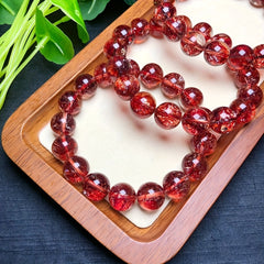 8/10/12mm Natural Red Crystal Bracelet for Luck & Prosperity - Handmade Holiday Gift