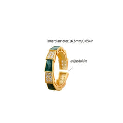 Copper Gold-Plated Ring with Green Synthetic Stone - Enhances Harmony & Prosperity  Minimalist Chic Jewelry
