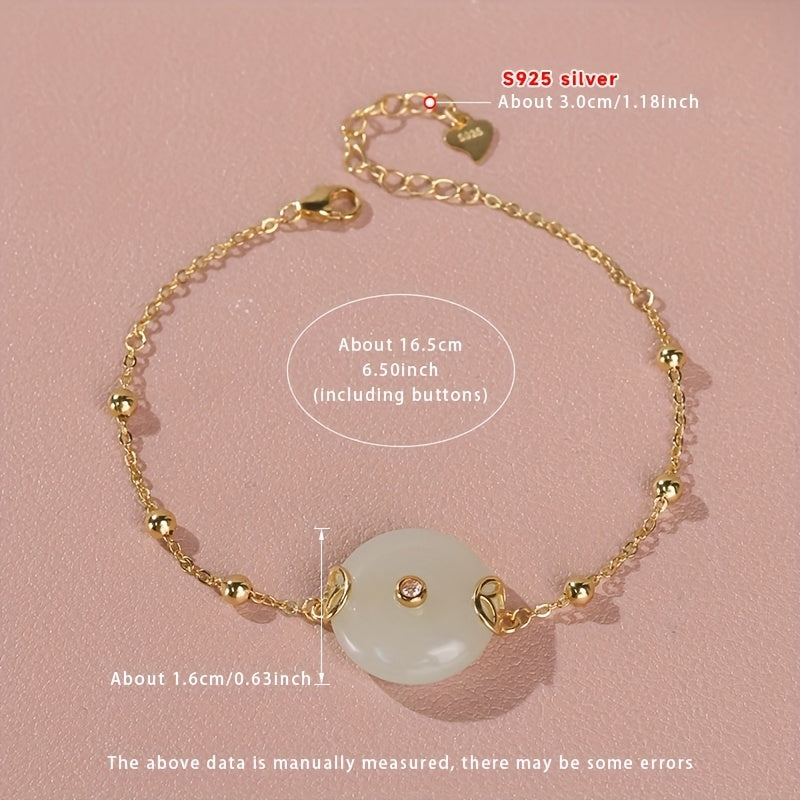Women's Fashion Bracelet - Milky White Jade Peace Buckle with S925 Silver for Harmony & Protection