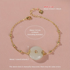 Women's Fashion Bracelet - Milky White Jade Peace Buckle with S925 Silver for Harmony & Protection