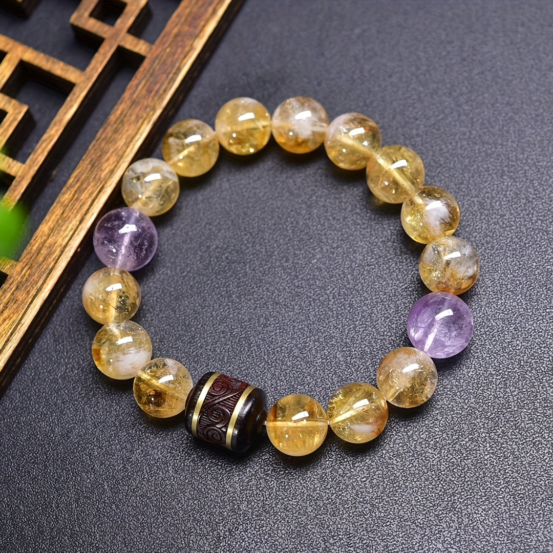 Natural Citrine & Amethyst Bohemian Bracelet - Crystal Energy for Daily Harmony & Spiritual Growth