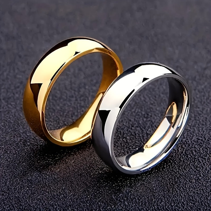 Minimalist Stainless Steel Couple Rings - Arc Design for Timeless Love & Connection