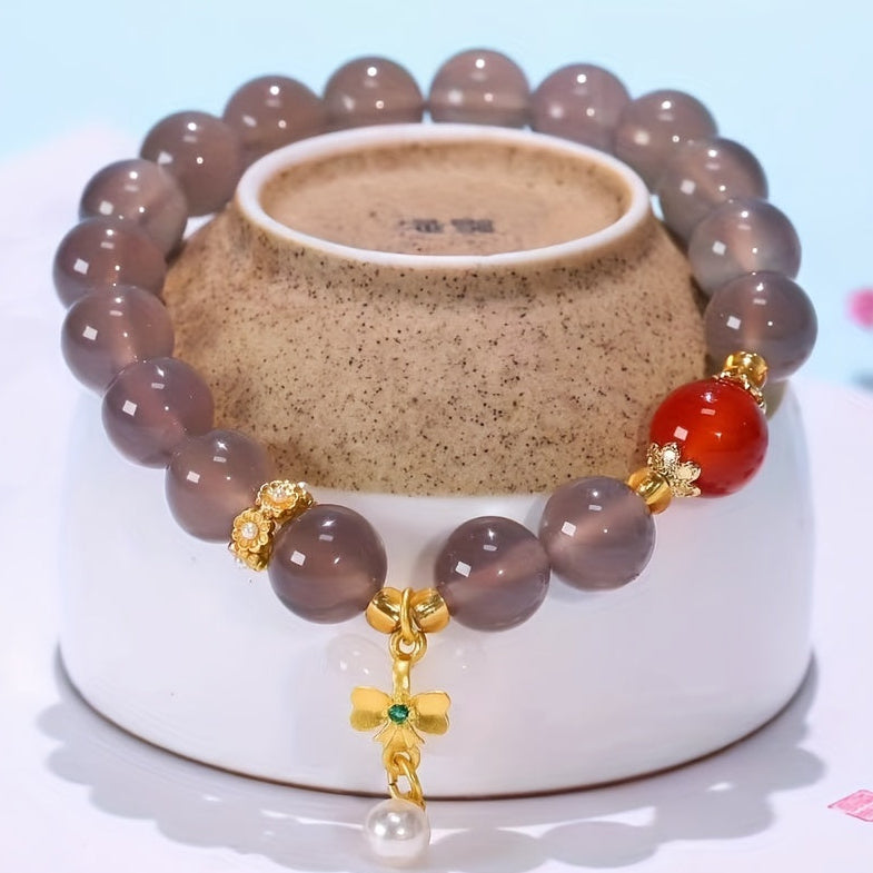 Elegant Agate Crystal Bracelet Vintage Chinese Style Energy Balance