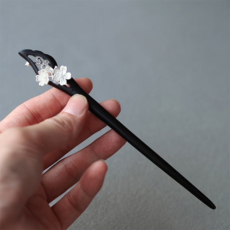 1pc Daily Updo Atmosphere Ancient Style Hanfu Cheongsam Updo New Chinese Silvery Lotus Hairpin - Elegant Traditional Hair Accessory for Cultural Events
