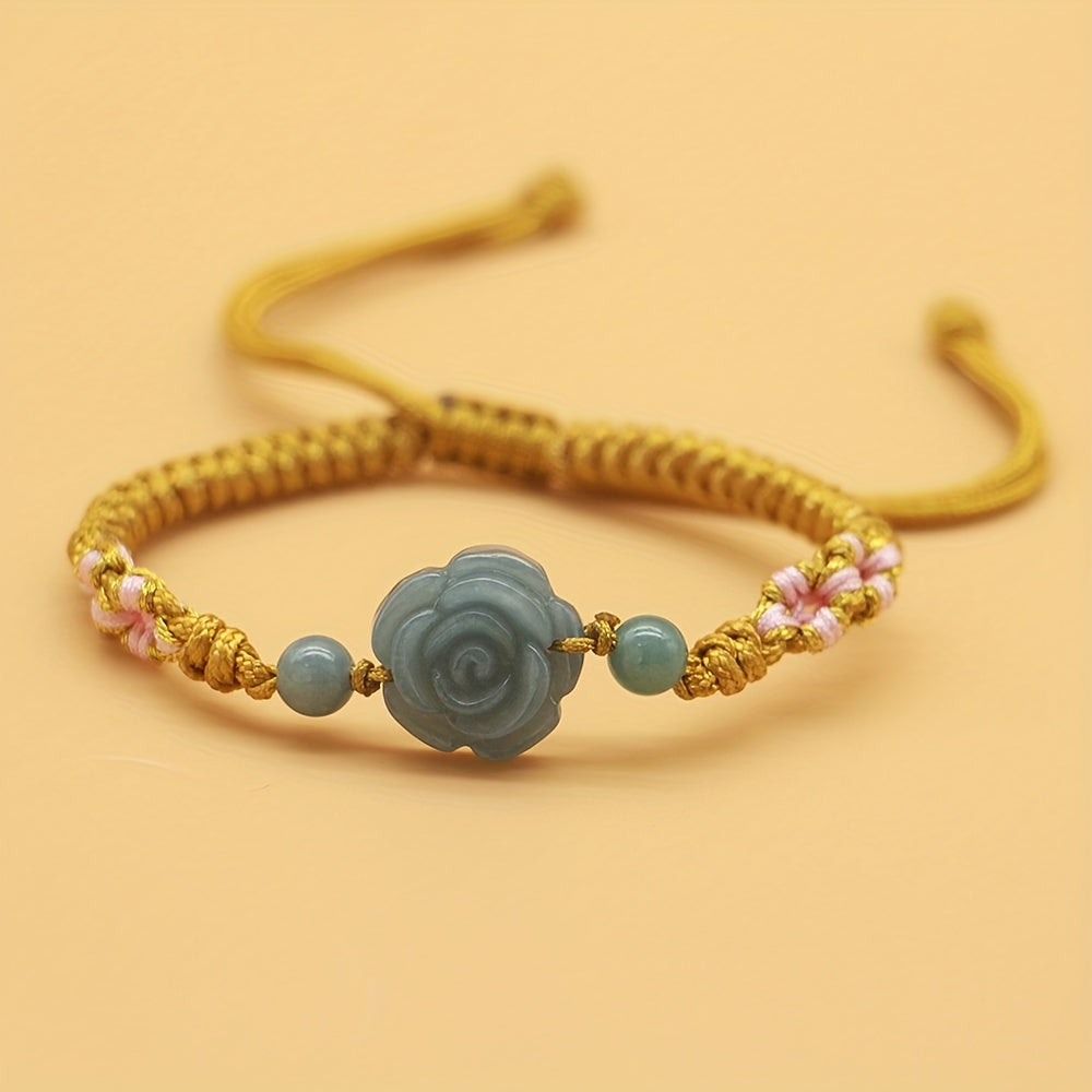 Handmade Natural Stone Rose Bracelet - Unisex Fashion for Valentine's Day Energy