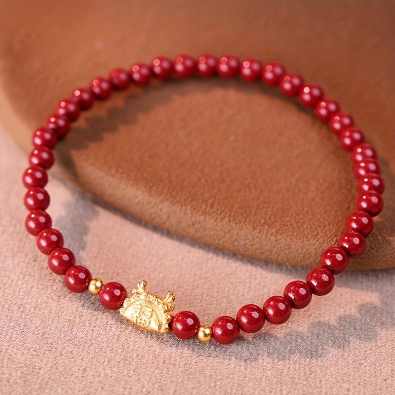 Women's Elegant Red Sandalwood Bracelet - Spiritual Harmony & Prosperity Energy Boost
