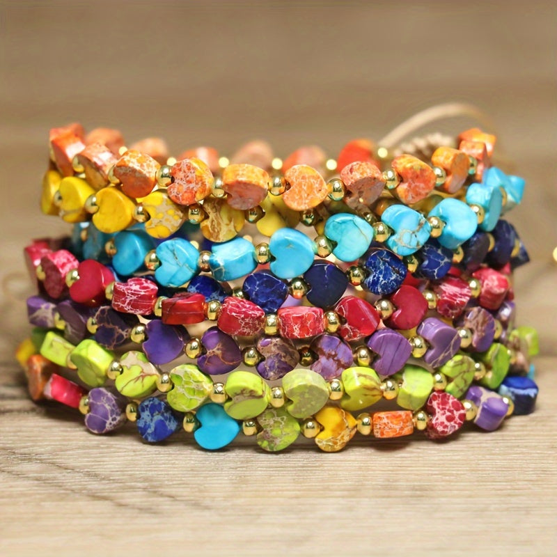 Heart-Shaped Amethyst Bracelet - Natural Stone Elegance for Daily Wear & Valentine's Gifting