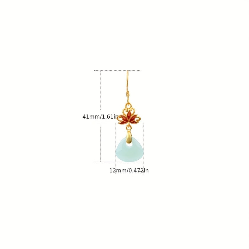 Vintage Golden Plated Copper Lotus Earrings for Spiritual Balance Energy