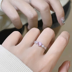 Pink Heart Ring with Moonstone Accent – Romantic Energy for Daily Wear