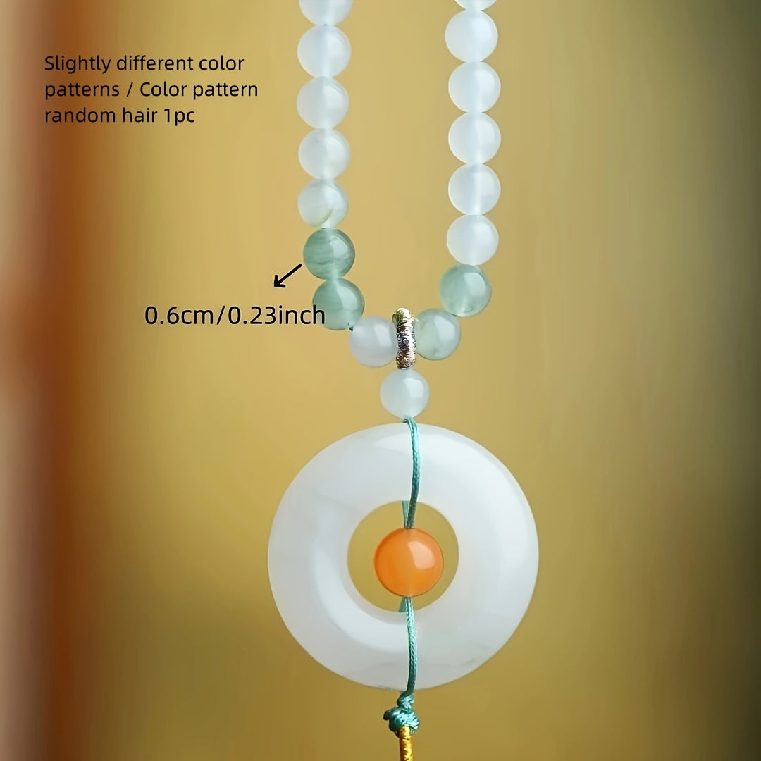 Bohemian Jade Peace Buckle Pendant for Safe Journeys, Spiritual Protection, and Elegant Style