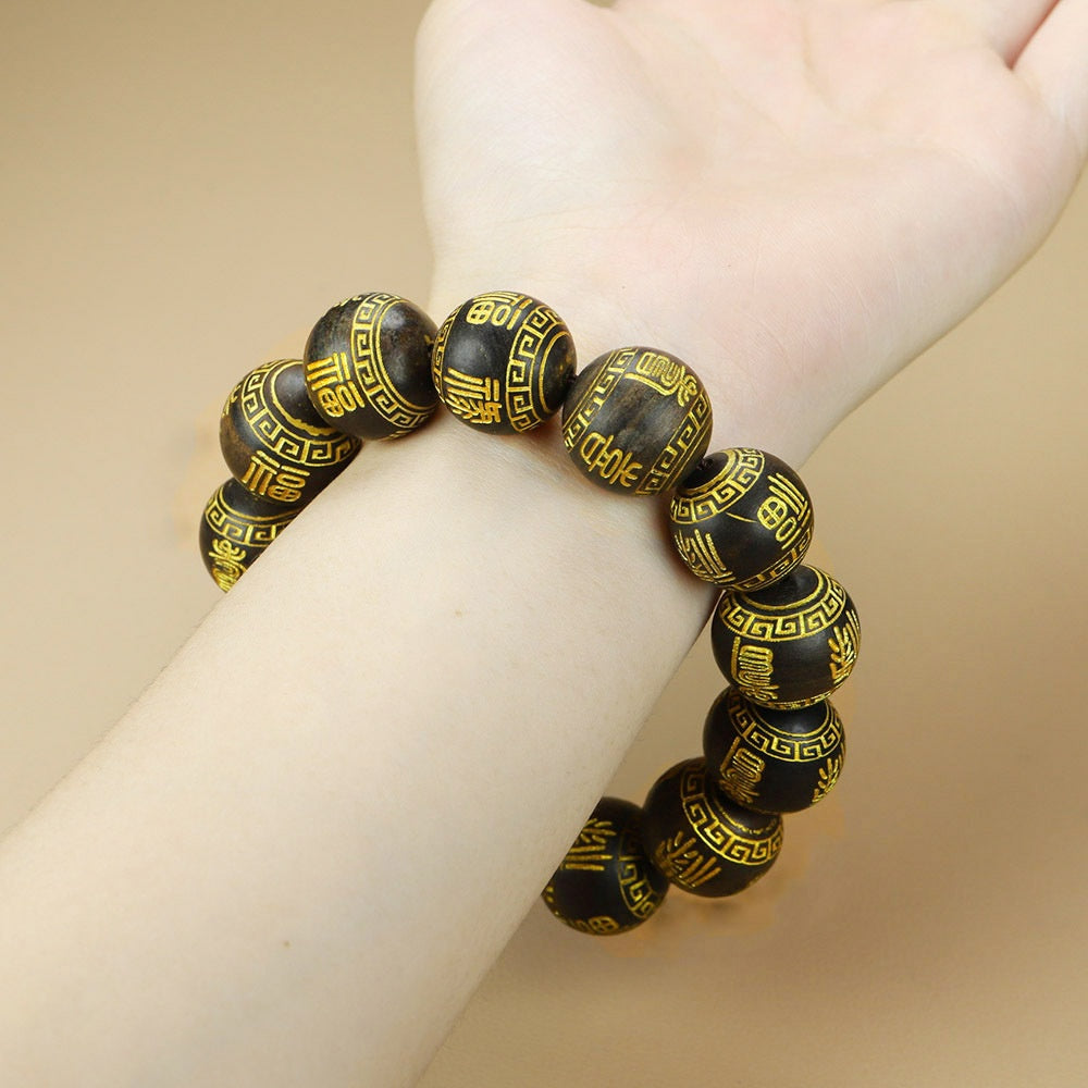 Five-road Wealth God Wooden Bead Bracelet - Spiritual Prosperity, Protection, and DIY Prayer Jewelry
