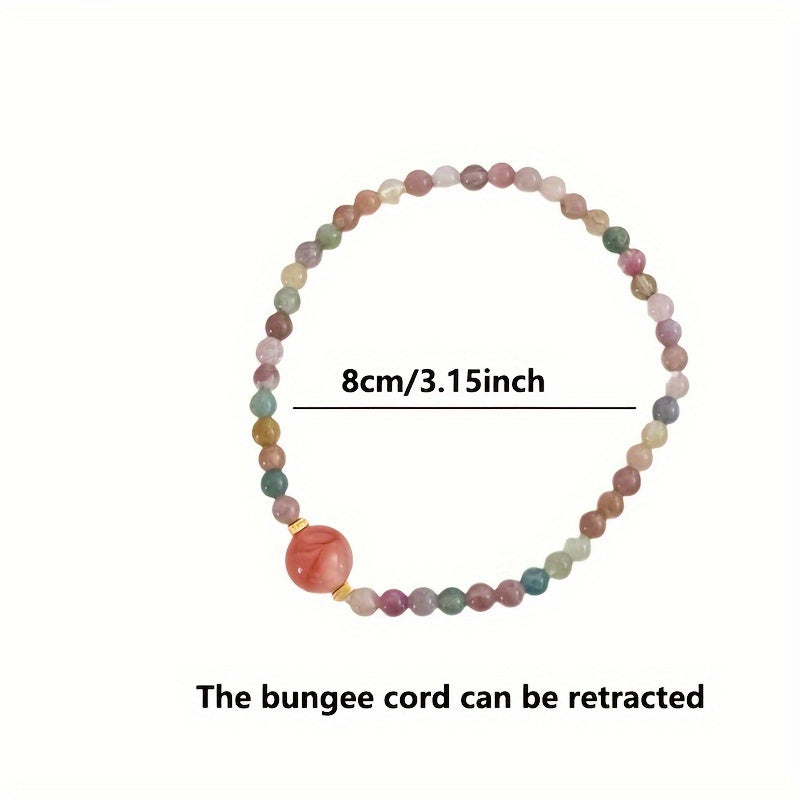 Pink Elastic Bohemian Bracelet - Handmade Beads for Daily Wear & Wedding Occasions