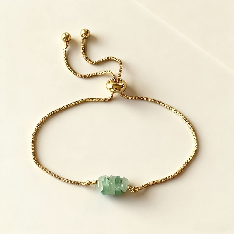 Women's Elegant Bohemian Gold & Green Bead Bracelet - Year-Round Harmony & Energy Protection
