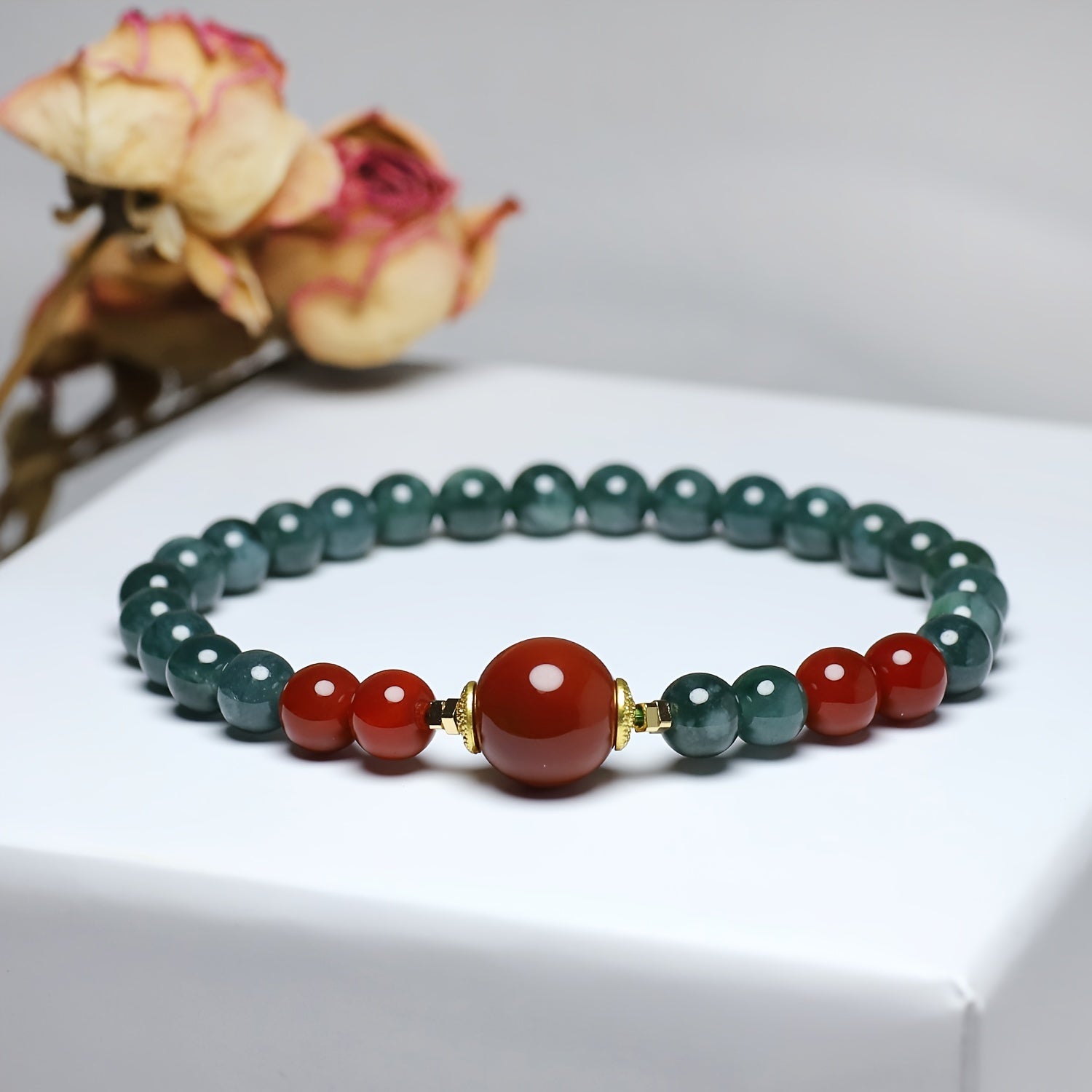 Men's Natural Stone Beaded Bracelet for Beach Parties - Harmony & Prosperity Energy