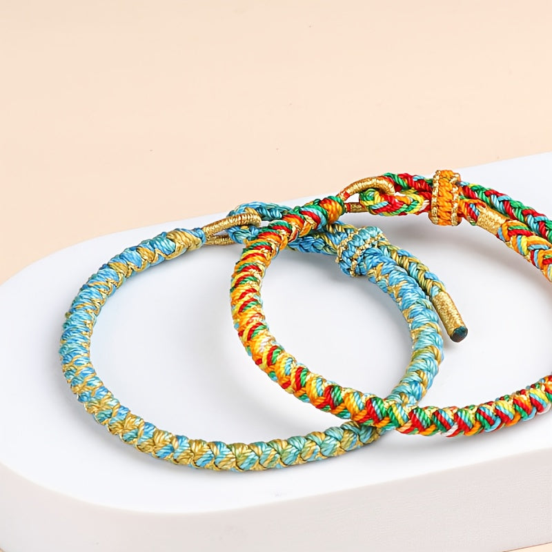 Bohemian Ethnic Hand-Woven Bracelet — Vibrant Energy, Harmony & Joyful Spirit Charm