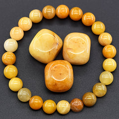 Yellow Stone Elastic Bracelet - Natural Stone Energy for Daily Wear & Preppy Sporty Style