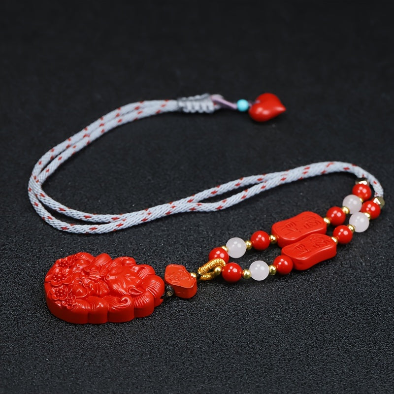 Pendant being worn, showing how it rests at heart chakra level