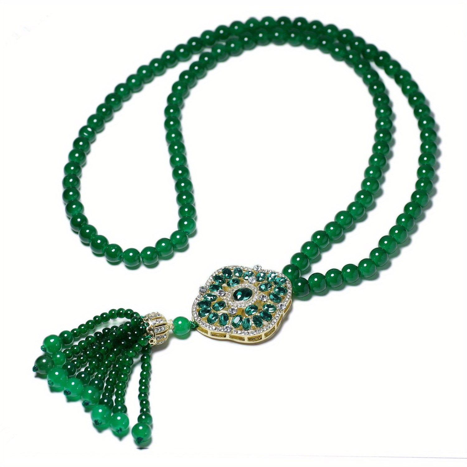 Stylized shot emphasizing the necklace's luxurious and ceremonial feel