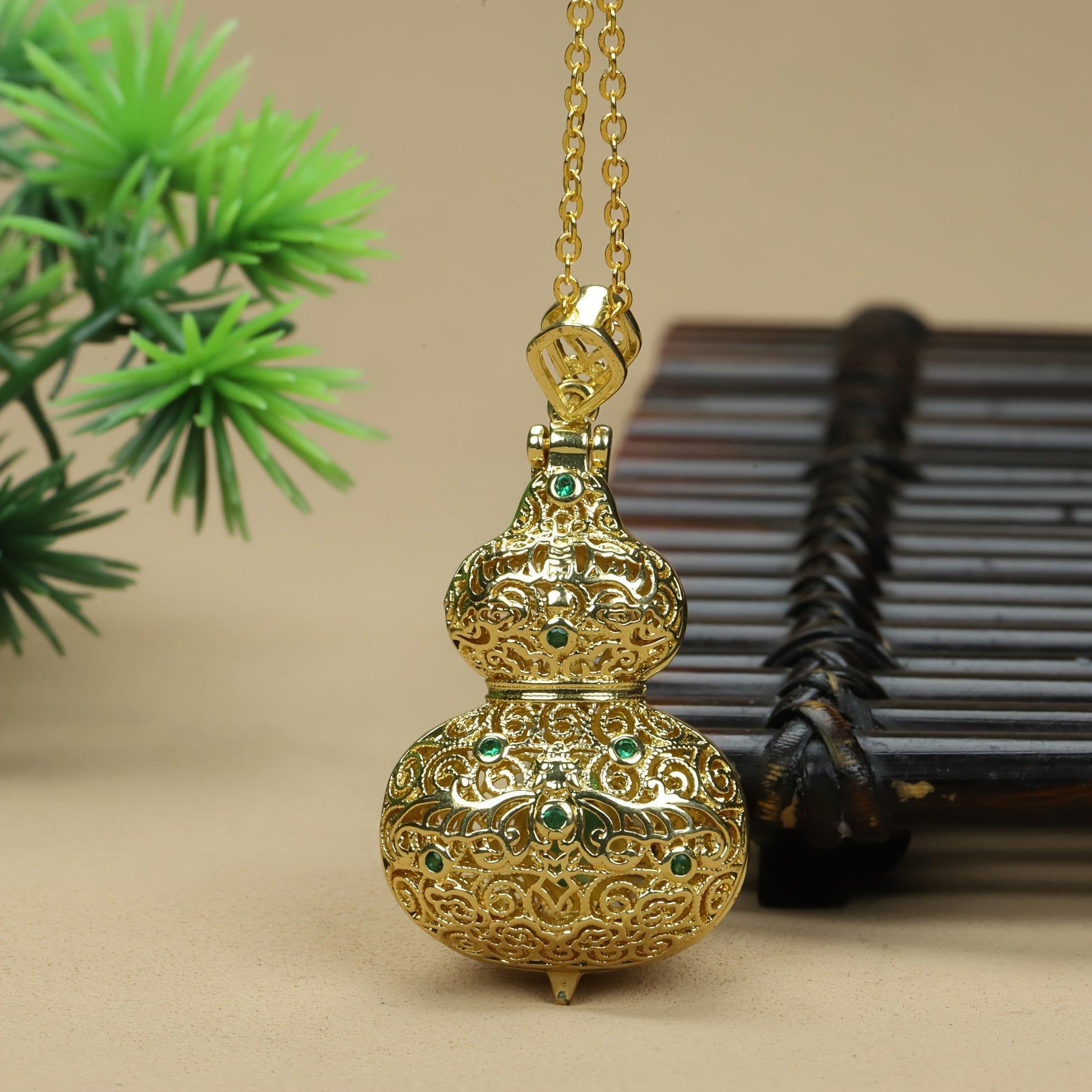 Pendant in natural setting emphasizing earth connection