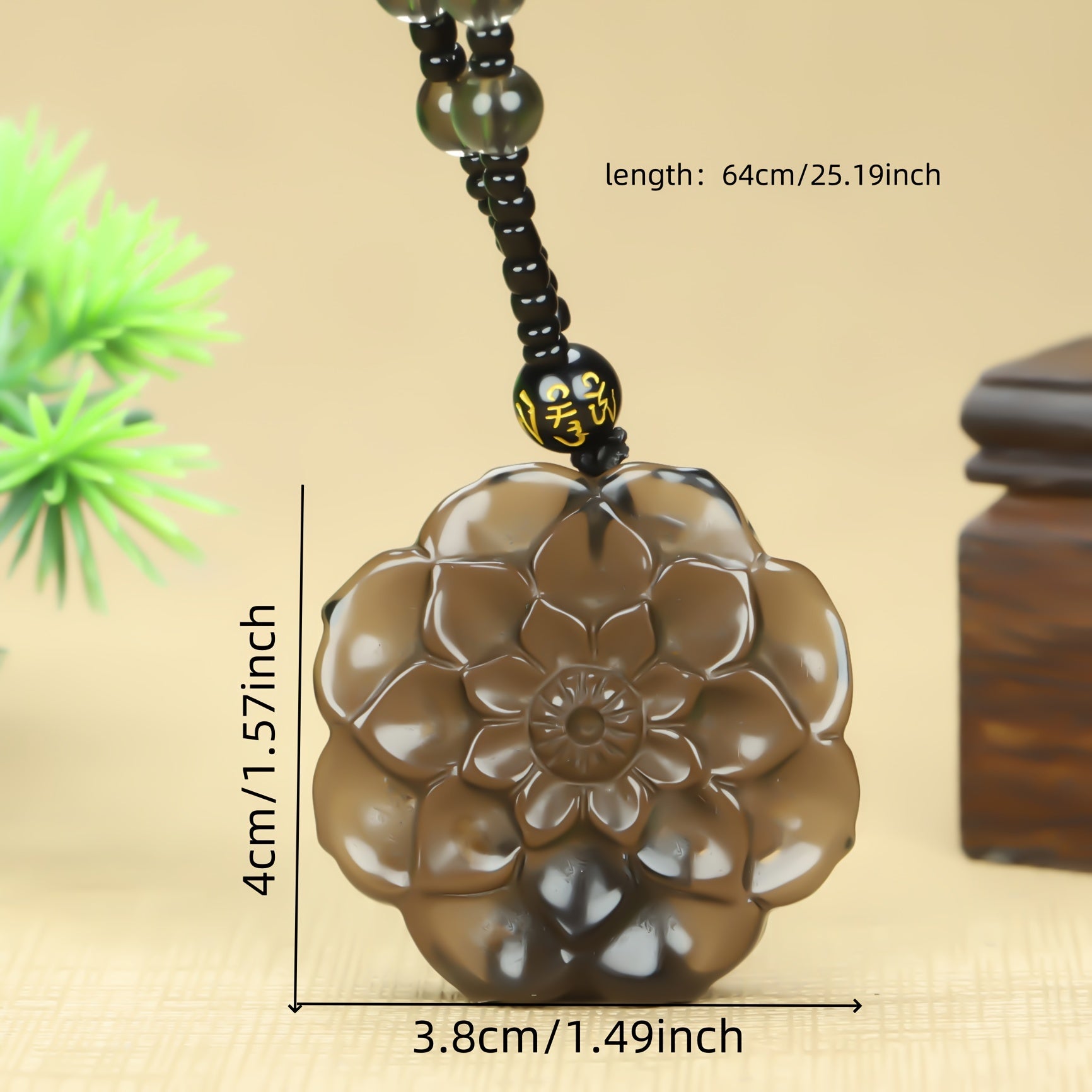 Elegant Natural Obsidian Carved Rose Flower Pendant for Grounding, Protection, and Elegant Style